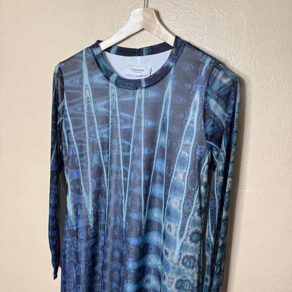 Le Galeriste Dress Women's Large Blue Abstract Fiber Design Daniela Maxi Dress - Picture 2 of 13